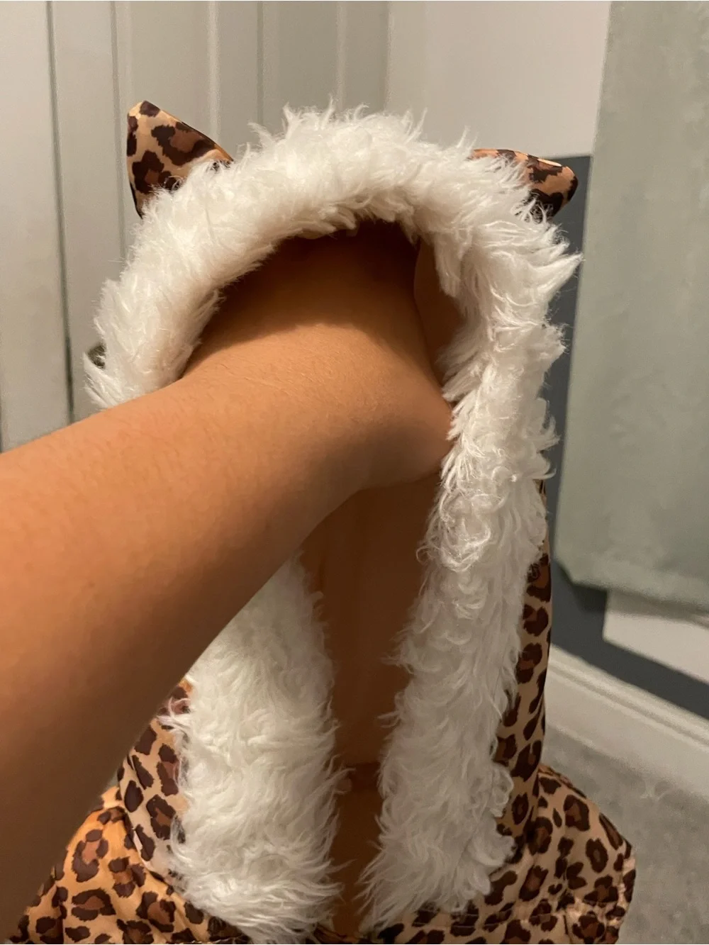 Little Lass Pink Faux Fur Hooded vest with Leopard Accent Size 5